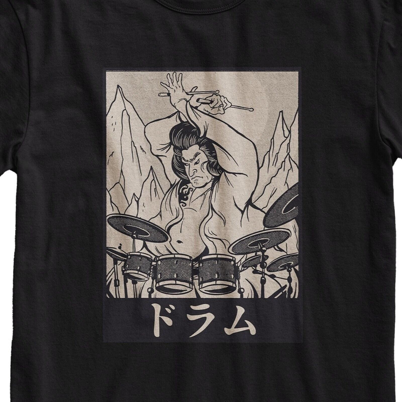 Samurai Drummer T-Shirt Japanese Streetwear Shirt Funny Shirt Aesthetic Top XL