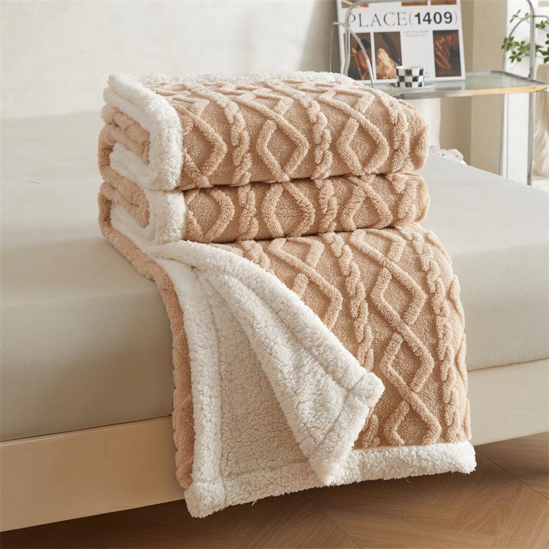Version Silk Fleece Lamb Fleece Bedroom Living Room Study Thickened Silk Fleece LambFleece Doublesided Blanket