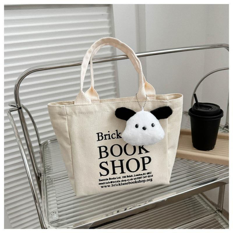 Basit Mini Tote Kova Çanta Büyük Kapasiteli Dış Saplı Kanvas Çanta