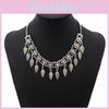 Vintage Alloy Leaf Pendant Necklace With Crystals For Artful Women
