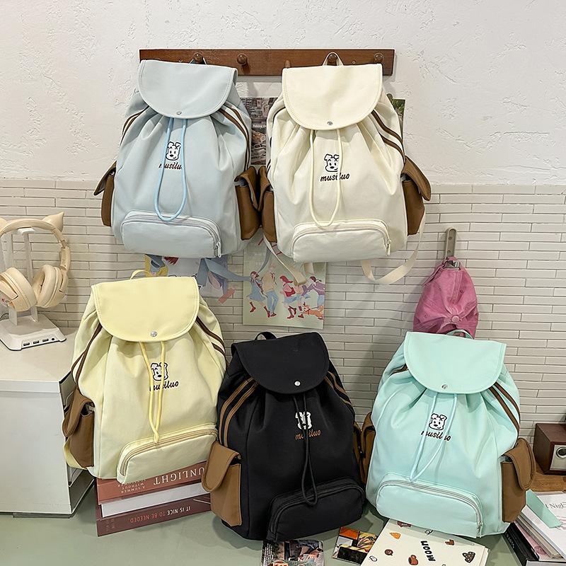 Japanese ins schoolbag female college students niche bundle drawstring backpack lightweight large capacity junior high school students backpack