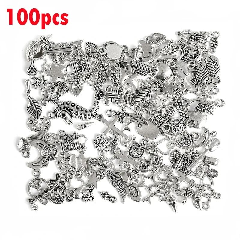 100pcs Tibetan Silver Mixed Pendant Animals Charms Beads for Jewelry Making Bracelet Earrings Necklace DIY Craft Art Charms