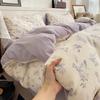 Class A Maternal And Infant Grade Knitted Cotton Double-Layer Yarn Four-Piece Set Simple Floral Bed Sheet Quilt Cover Dormitory 3Pcs Set Factory