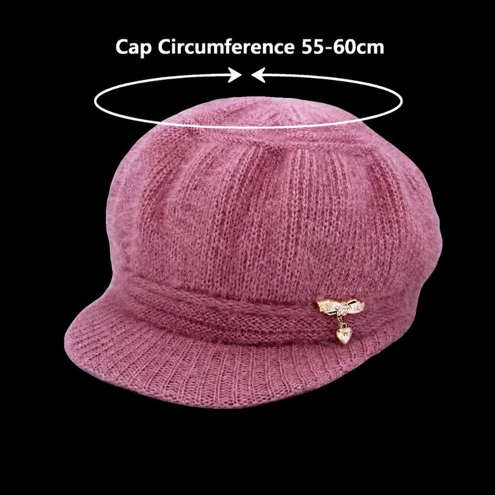 Windproof Pumpkin Beret Hat Thickened Ear Protection Cap Beanies Hat for Middle Aged Women
