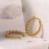 European & American Creative High-End 18K Gold-Plated Beaded Stainless Steel Round Earrings