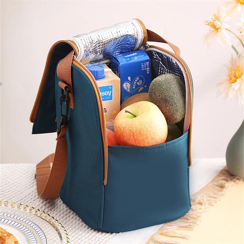New Round Thermal Lunch Box Bag Waterproof Insulated Food Tote Kids Keep Fresh Cooler Shoulder Bags Portable Bento Storage Pouch