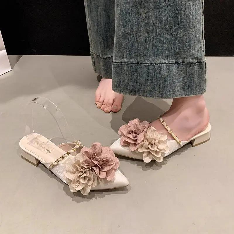 Fashion Women's Slippers and Ladies Sandals Flowers Slides Shoes Outside Elegant Fashionable 2025 Trend Summer Sale Designer Luxury Chic