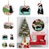 Acrylic Craft Black Cat Ornament Cat Shape Xmas Tree Pendant Christmas Black Cat Pendant  Windows