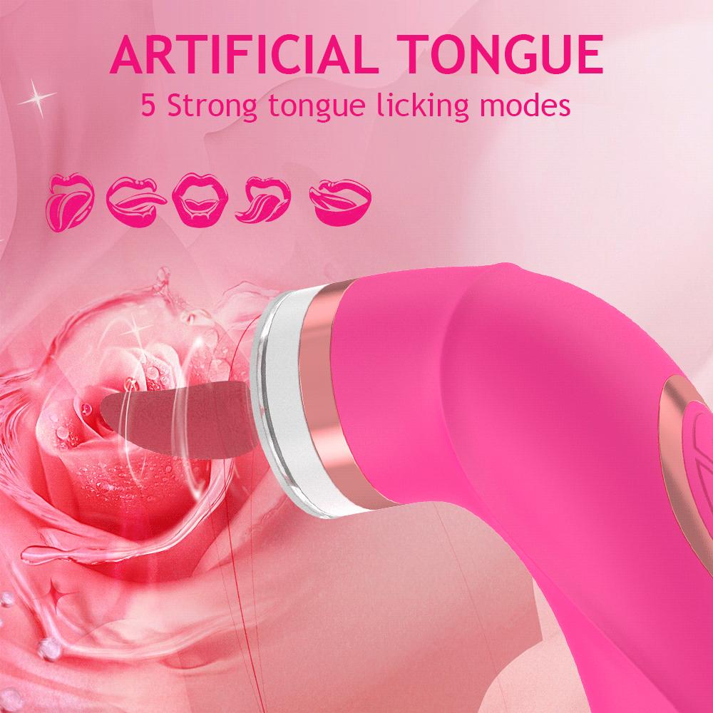 Tongue Licking Clitoris G Spot Vibrator Clitoral Sucker Nipple Stimulator For Women With 2 Sucking Cups Adult Sex Toys For Women