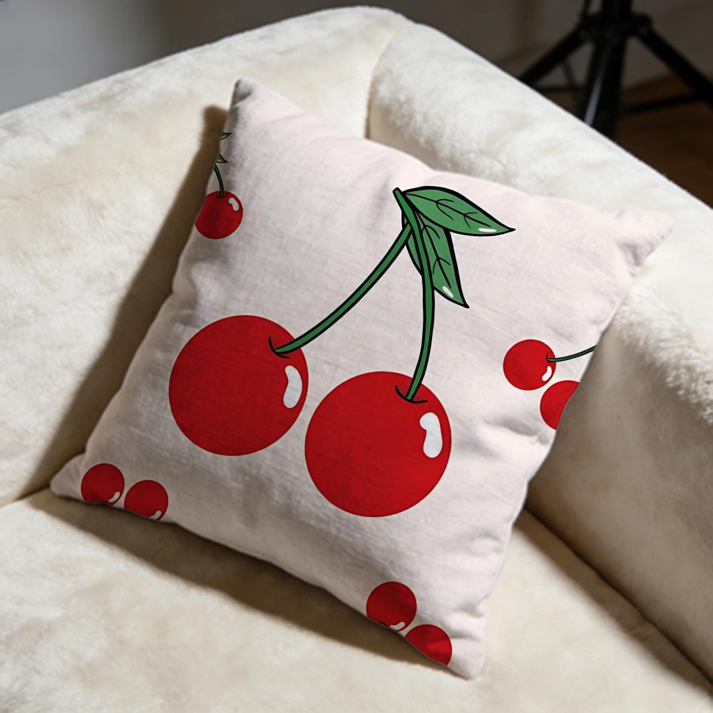 Cherry Cushion Cover Soft Decorative Pillow Case Suitable for Bedroom Sofa Car Travel Use