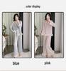 Ice Silk Pajama Set - Women's Long Sleeve & Pants with Lace, Sweet Style, Wearable Outdoors, 2025 Collection