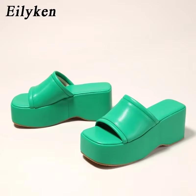 Fashion Eilyken Summer Fashion High Wedges Platform Slippers Women Sandal Shoes Ladies Peep Toe Slip On Outdoor Beach Slides