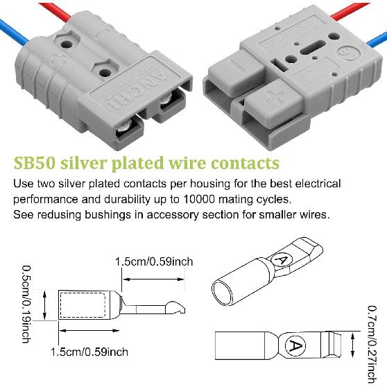 8 Pcs 50 Amp Batteries Quick Connector With 10/12 Awg 10-12 Gauge Battery Quick Connector Wire Harness Plug Kit Cables Connect Disconnect Plug For