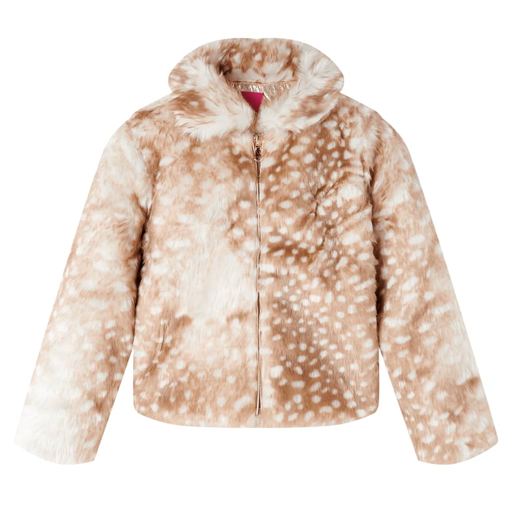 Kinderjacke aus Kunstpelz, Cognac, 92 white