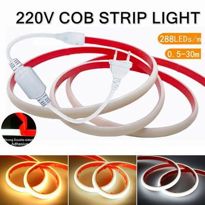 IP68 waterdichte COB LED-stripverlichting 220V plakband met EU-stekker Flexibele siliconen buislamp voor verlichting van buiten en tuin