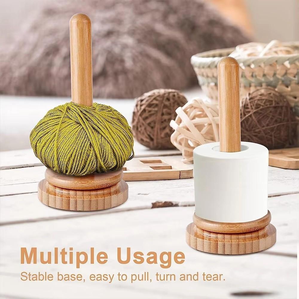 Detachable Base Wooden Yarn Holder Manual Dispenser Rotating Rack  Crochet Tool
