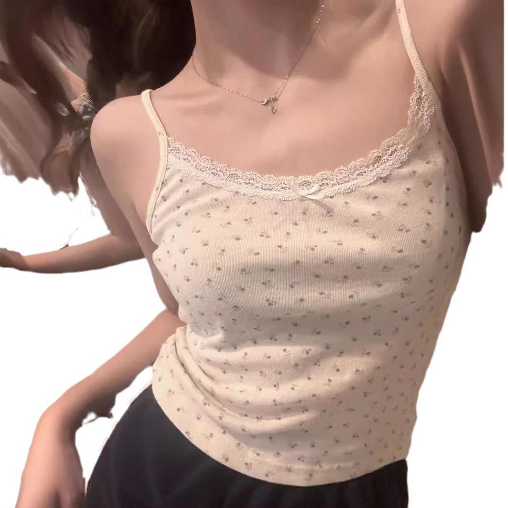 Women's Slim-Fit Floral U-Neck Cropped Top, Short-Sleeve Summer 2026 Design