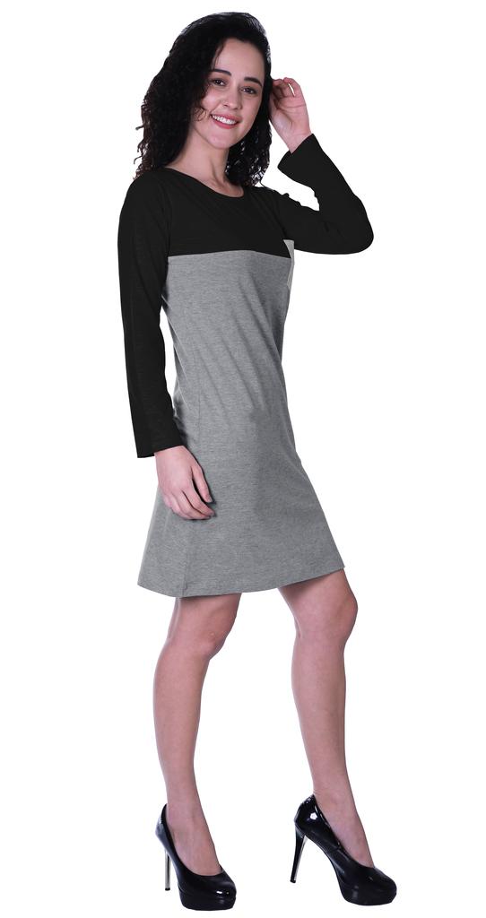 Moomaya Womens T-shirt Dress Full Sleeve Sequin Patch Pocket Summer Dresses