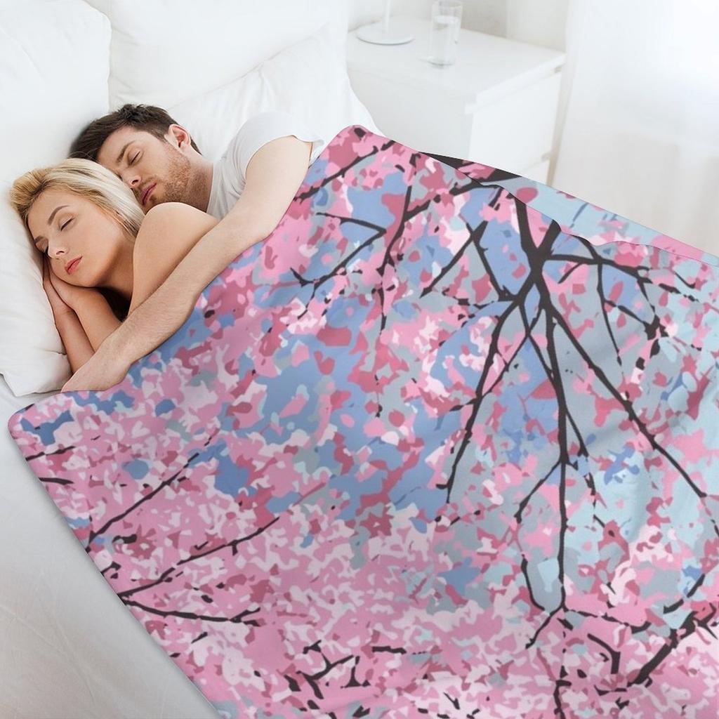 Cherry Blossoms Throw Blanket Beach Travel Decorative Sofas Sofas Blankets