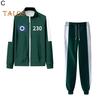 2 Pcs/Set Children Sweatshirt Pants Suit Cosplay Costume Contrast Color Lapel Zip-up Jacket Drawstring Elastic Waist Trousers Game Wooden Man Role