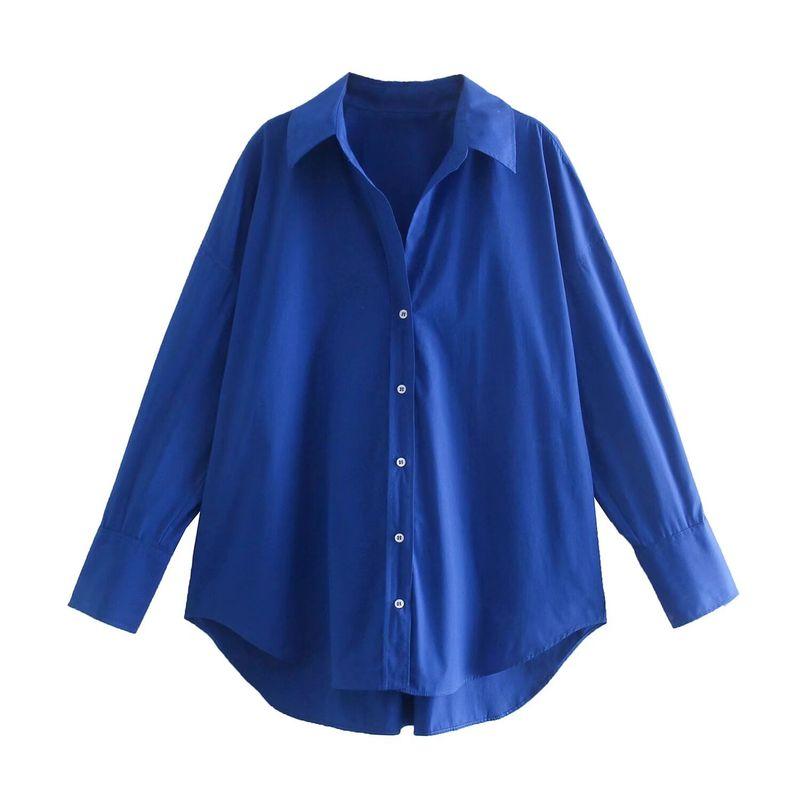 Zbzr Spring New Women Clothes Western Style Fashion Retro Loose Slimming Polo Lapel Poplin Shirts Top