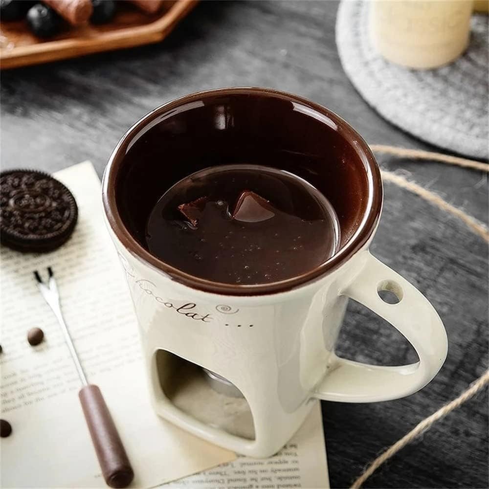 Fondue Mug Set Personal Mini Fondue Pots Chocolate Cheese Ice Cream Fondue Maker Kit Individual Butter Melter Cup Small Warmer
