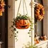 Durable Resin Planter Pumpkin Shaped Hanging Plant Pot, 4.3 Inch Lightweight Flower Adjustable Modern Aesthetic Room Accents Rope Mini Pots for Indoor