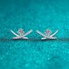 Sterling Geometric Cross Stud Earrings Women Moissanite Zircon Minimalist Chic French Style Daily Wear