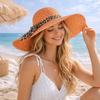 Großer Rand Sommer Sonnenhut Schleife Strohhut Mode Strandkappe für Damen