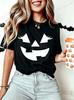 Funny Evil Pumpkin Face Halloween Women Tees Funny Spooky Season Tshirt Female Clothes Short Sleeve Tops Fashion Graphic Shirt