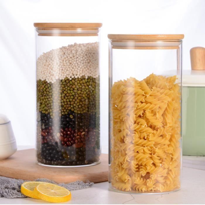 3x1300ml pots de rangement alimentaire conservation en verre borosilicate avec couvercle hermétique (10x20cm)