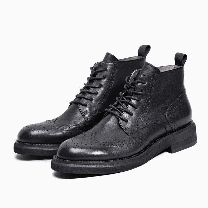 Men's Boots  Autumn and Winter New Style Men's High Top Shoes Mid Top Short Boots Height Increasing Mid Top Boots for Men
