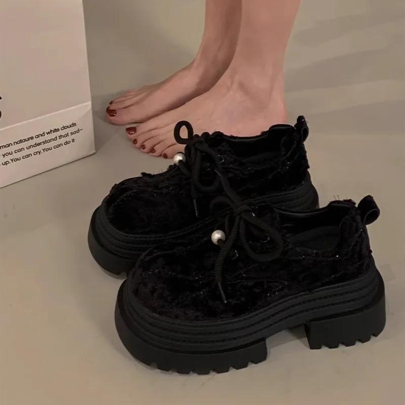 Fashion With Medium Heels Loafers Platform Ladies Pumps Women's Shoes Round Toe Discount Vacation Luxury Brand Elegant Dress on Sale Y2k