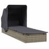 VidaXL Transat avec toit pliable gris 213x63x97 cm résine tressée, chaise longue, chaise longue d'extérieur, lit de salon, 319639