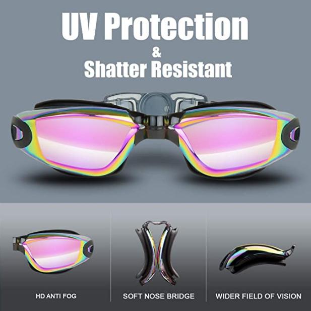 Comfortable Durable Silica Sports Glass Swim Goggles with Silicone Gasket Anti-Fog Feature Accessories Adults Swimming Pool Use