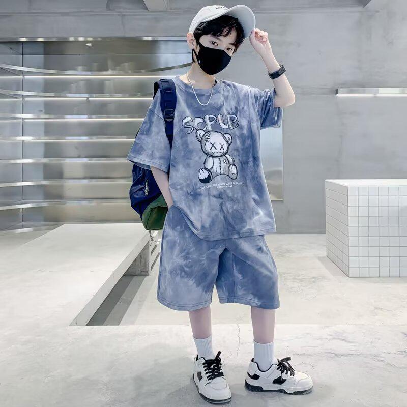 

Summer 2024 Boys Sporty Two-Piece Short-Sleeve Set 140 cm синий