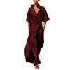 Summer New Style Casual V-neck Short-sleeved Belt-wrapped Fitted Slimming Figure-enhancing Blouse Dress