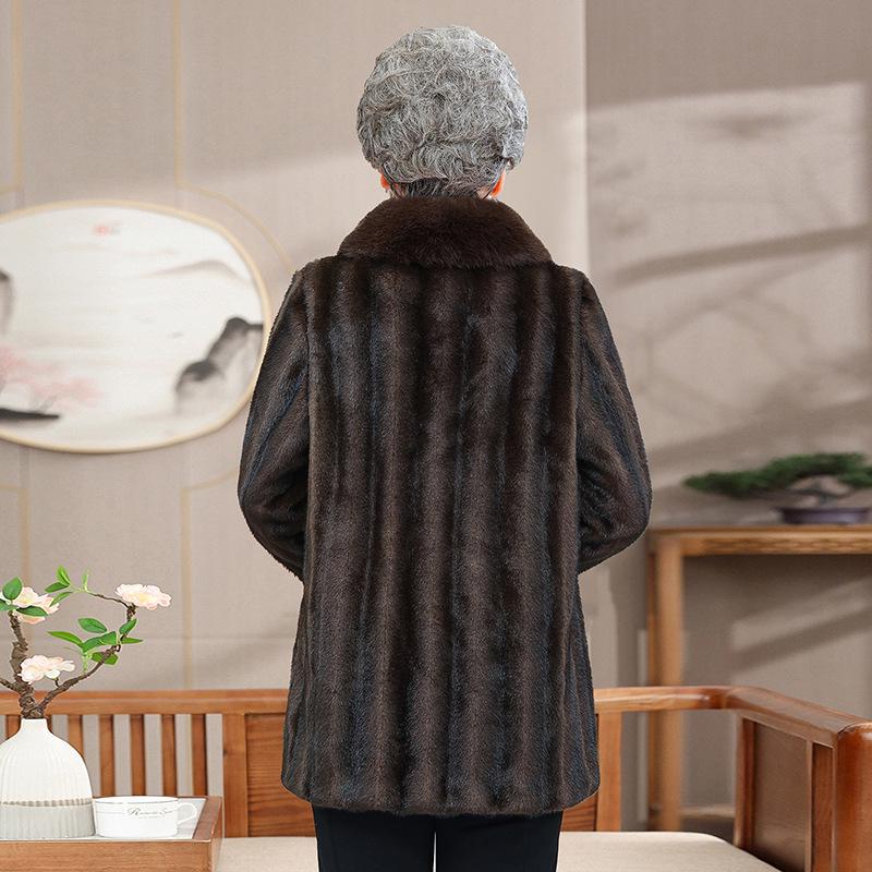 Mink Velvet Mid-Length Winter Coat for Middle-Aged & Elderly Women