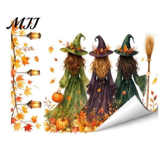 Gift for Halloween Party Setup Window Static Sticker, Castle/Bat/Pumpkin/Bouquet Printed, PVC Waterproof Removable Decorative Clings Decals