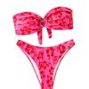 New Split Swimsuit Women's Print Sexy Halter Swimsuit Bow Strap Bikini Women