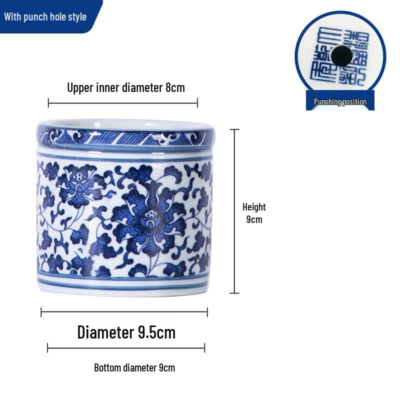 Blue and White Porcelain Lotus Pen and Flower Holder