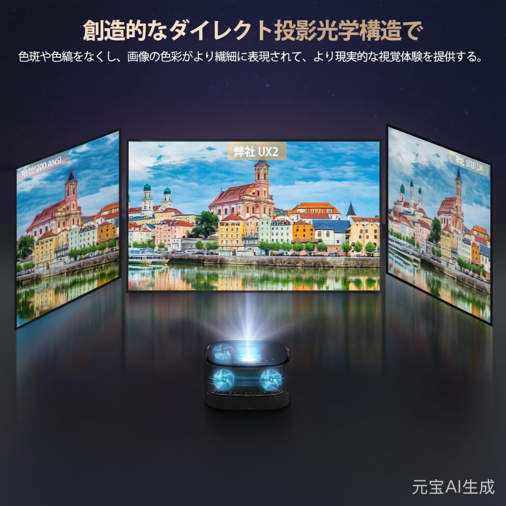 Limited Edition UX2 Black Compact Projector for Home Ceiling 800 Rotating Motorized Bidirectional Ceiling Connects To DVD and Warranty Use,