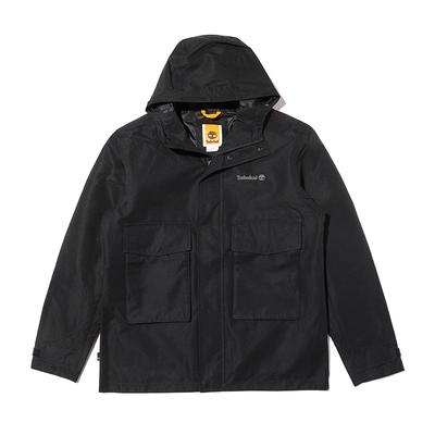 Waterproof Windproof Hooded Letter Solid Color Simple Long Sleeve Jacket Men Jacket Black A2H2P-001
