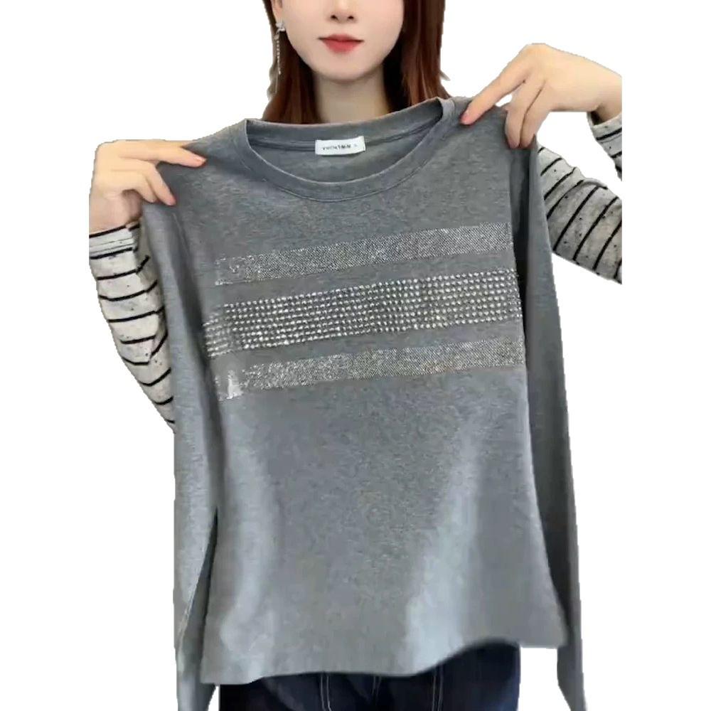 Autumn/Winter Korean Style Heavy Duty Crew Neck Long Sleeve Stylish Slimming Base Top for Women