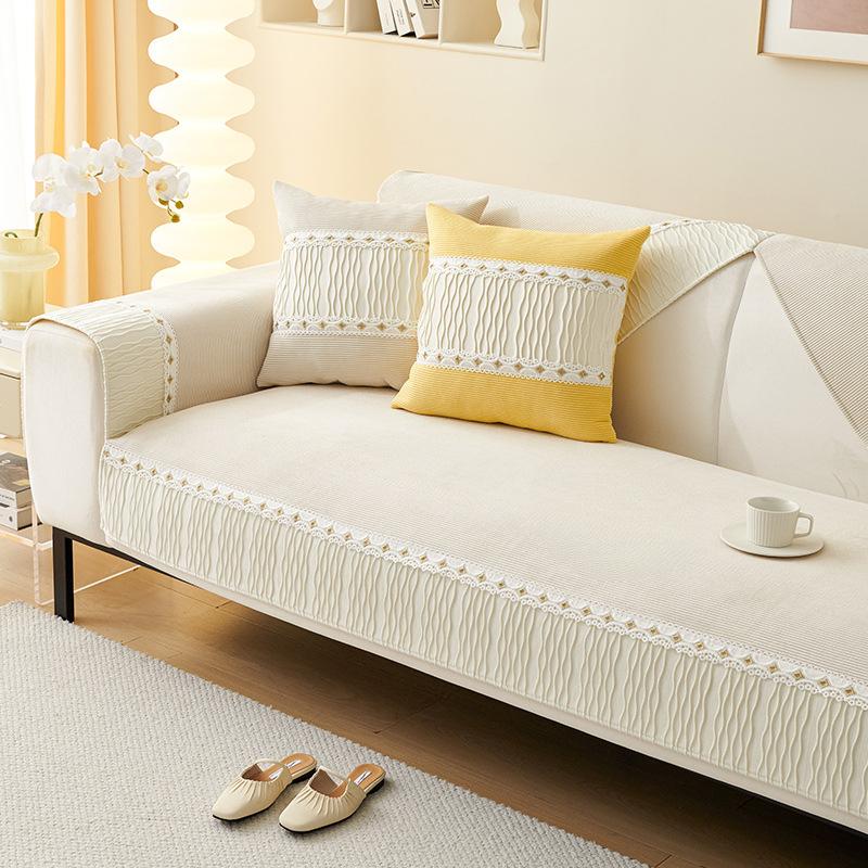 French Cream Style Sofa Cushion Four Seasons Universal Non-Slip Cushion Light Luxury Sofa Cover