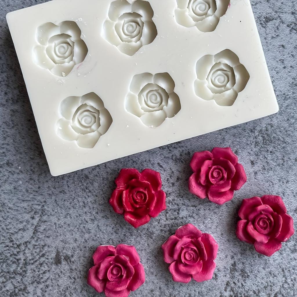 Six-rose Aromatherapy Candle Silicone Mold Resin Polymer Clay Mold Suitable for Handmade Soap and Gift Box Decoration