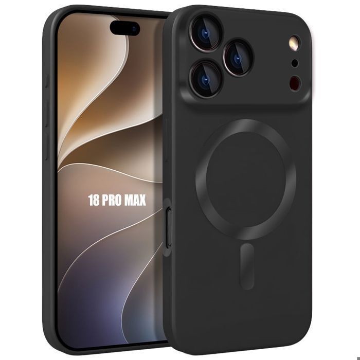 Coque pour iPhone 18 Pro Max, Silicone Anti-Rayures Antichoc avec Anneau Mangétique Noir