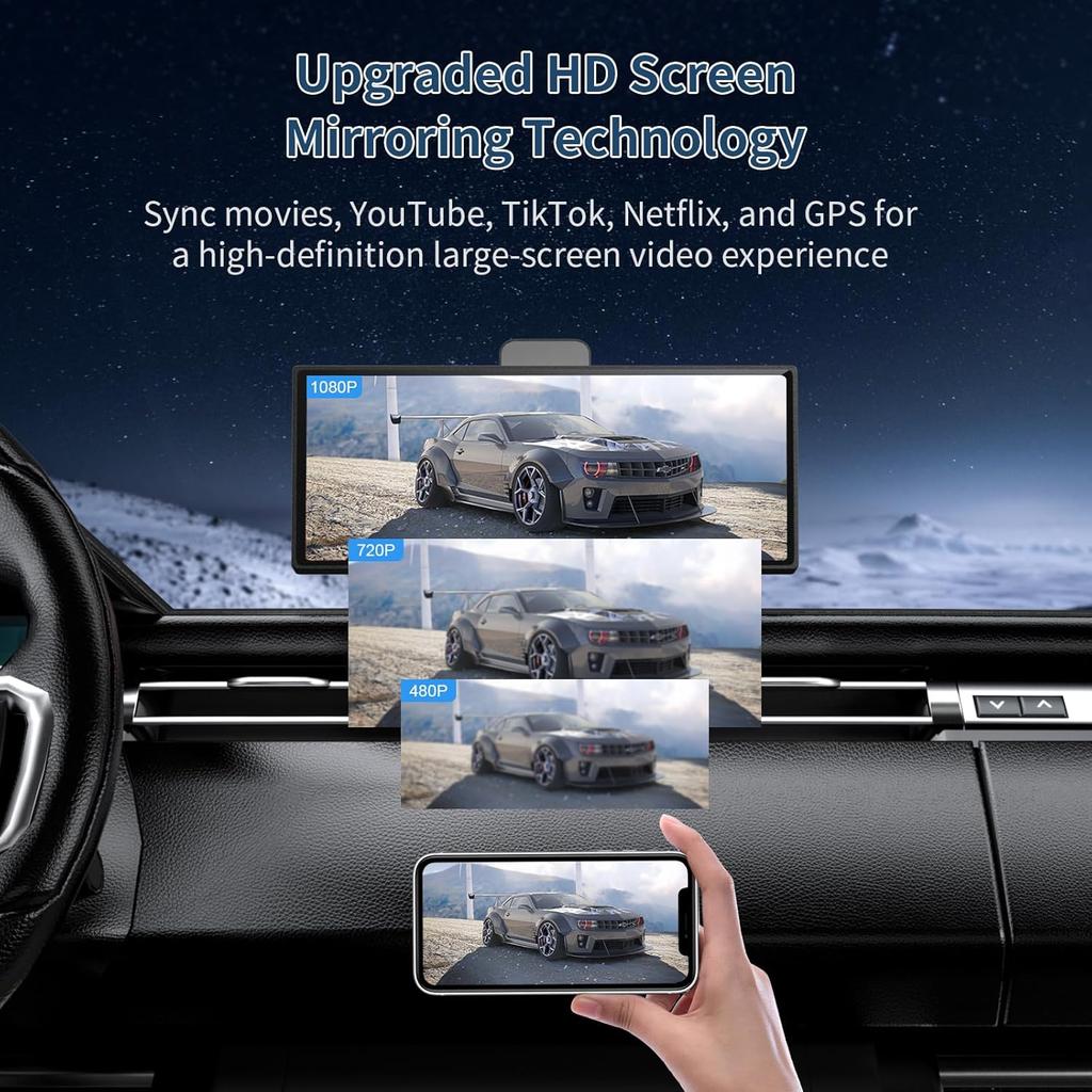 Wireless CarPlay & Android Auto 4K Dash Cam GPS Navigation Touchscreen Car Stereo for All Vehicles