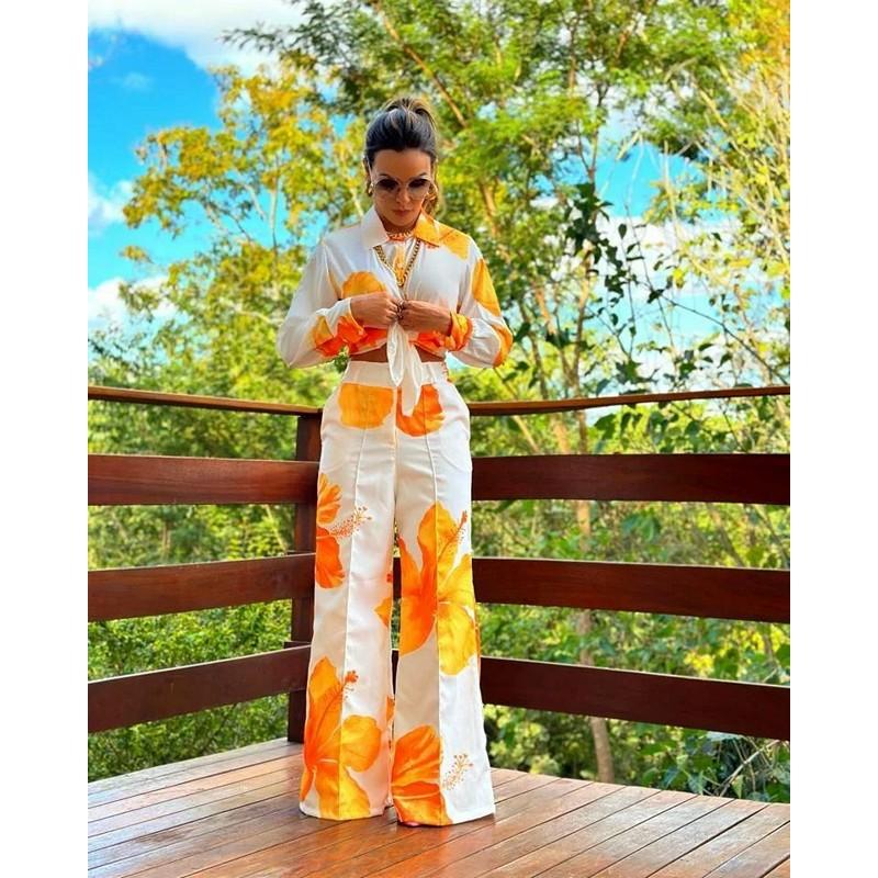 European and American Suit Women's Amazon Autumn Fashion Casual Spring and Autumn Long Sleeve Shirt Trousers Women's Two-Piece Suit