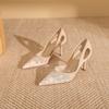 Luxury Mesh Embroidery High Heels Women Sexy Pointed Toe Stiletto Heel Pumps Summer Elegant Women Wedding Banquet Dress Shoes